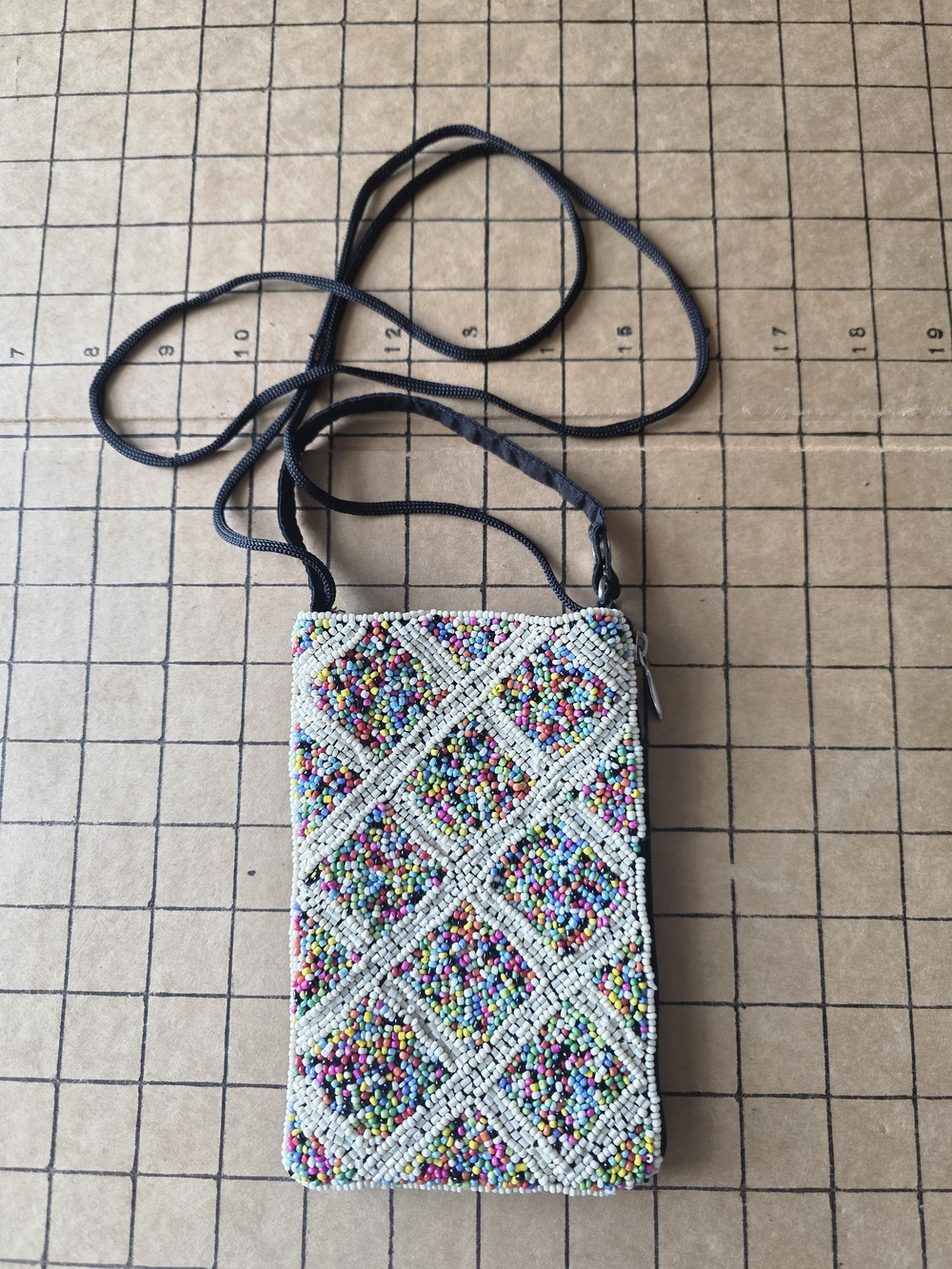 Bamboo Trading Co. Beaded Crossbody Phone Pouch Boho Candy Dot Diamond Purse